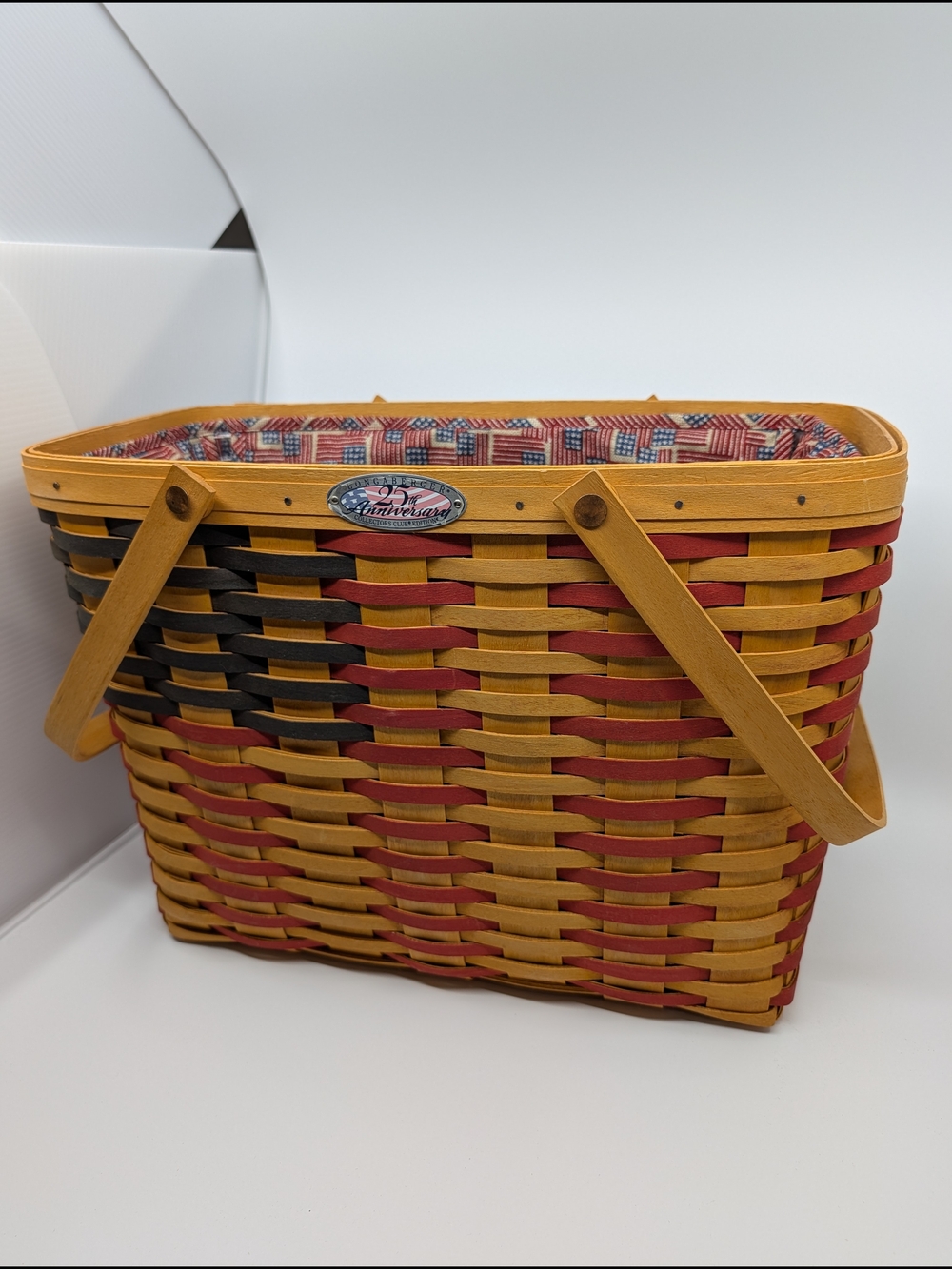 Longaberger 25th Anniversary Collectors Club Flag Basket/Pocket Liner/Protector